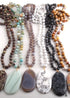 Boho Necklace, RH Rose Quart Amazonite, Oval Blue White Black Natural Stone